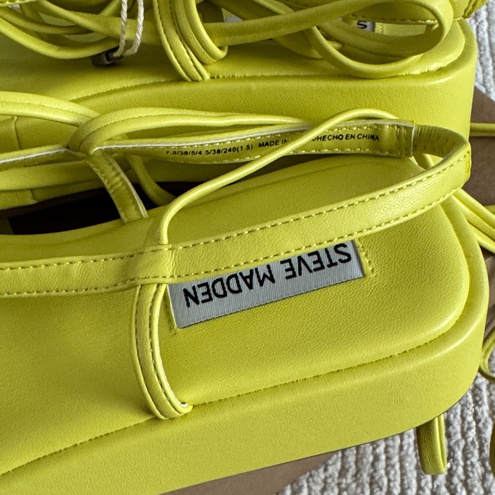Steve Madden Yellow Platform Thong Sandals with Ankle Wrap - Picture 7 of 7